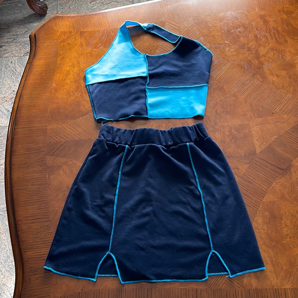 Shein skirt/ top set navy blue/ blue